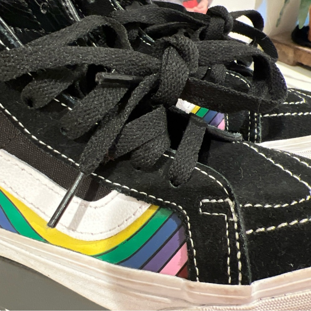 Vans men’s 4.5 womens 6 unisex kids Black Multicolor High-Top Sneakers - Picture 9 of 9